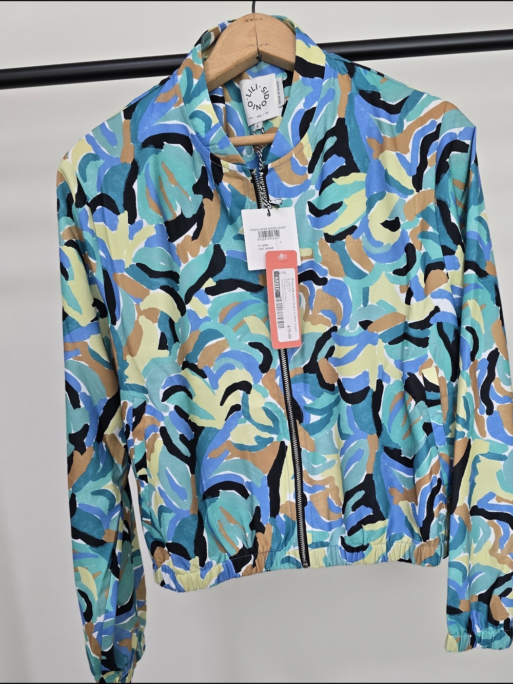 Onno Multicolor Printed Bomber Jacket - Teal & Tan Accents